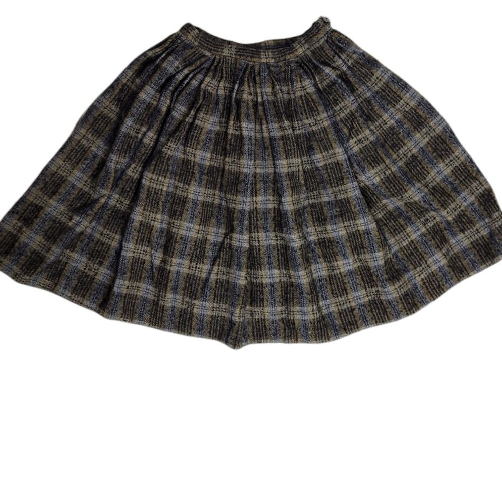 VINTAGE‎ 70s plaid skirt handmade dark academia wool circle XS